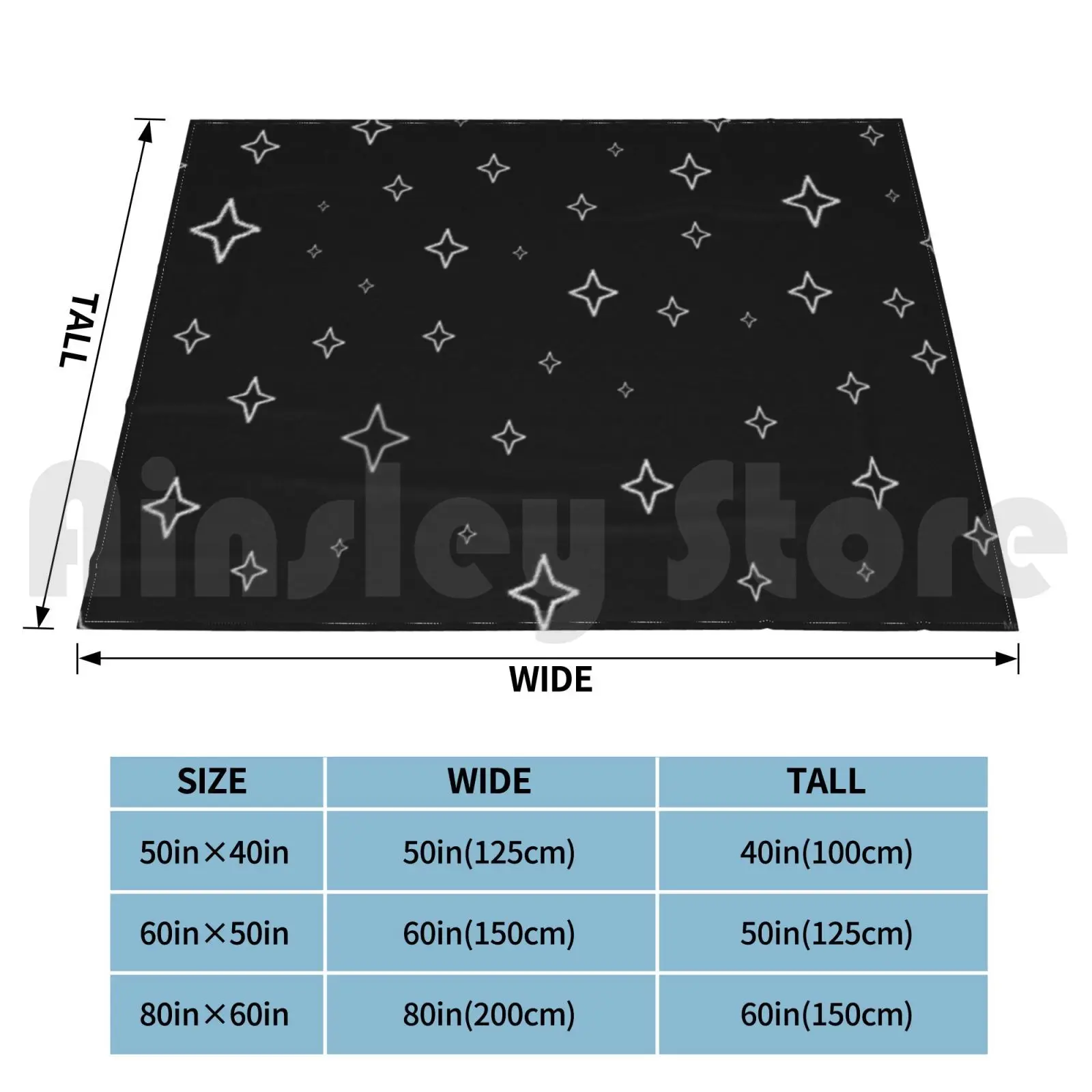 The Stars Blanket Fashion Custom Night Popular Trending Black White Stars Glow In The Dark Pattern