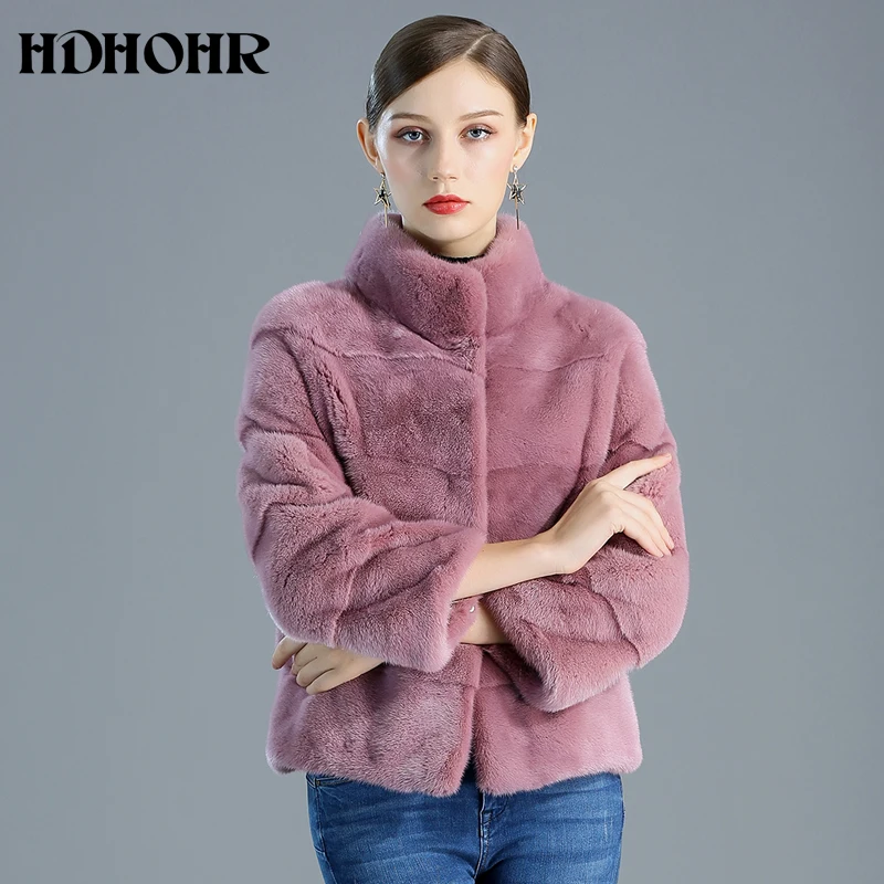 

HDHOHR 2024 New Real MinkFur Coats Women Natural Mink Fur Coats Commuting-Leisure Warm Winter Short Mink Fur Jackets