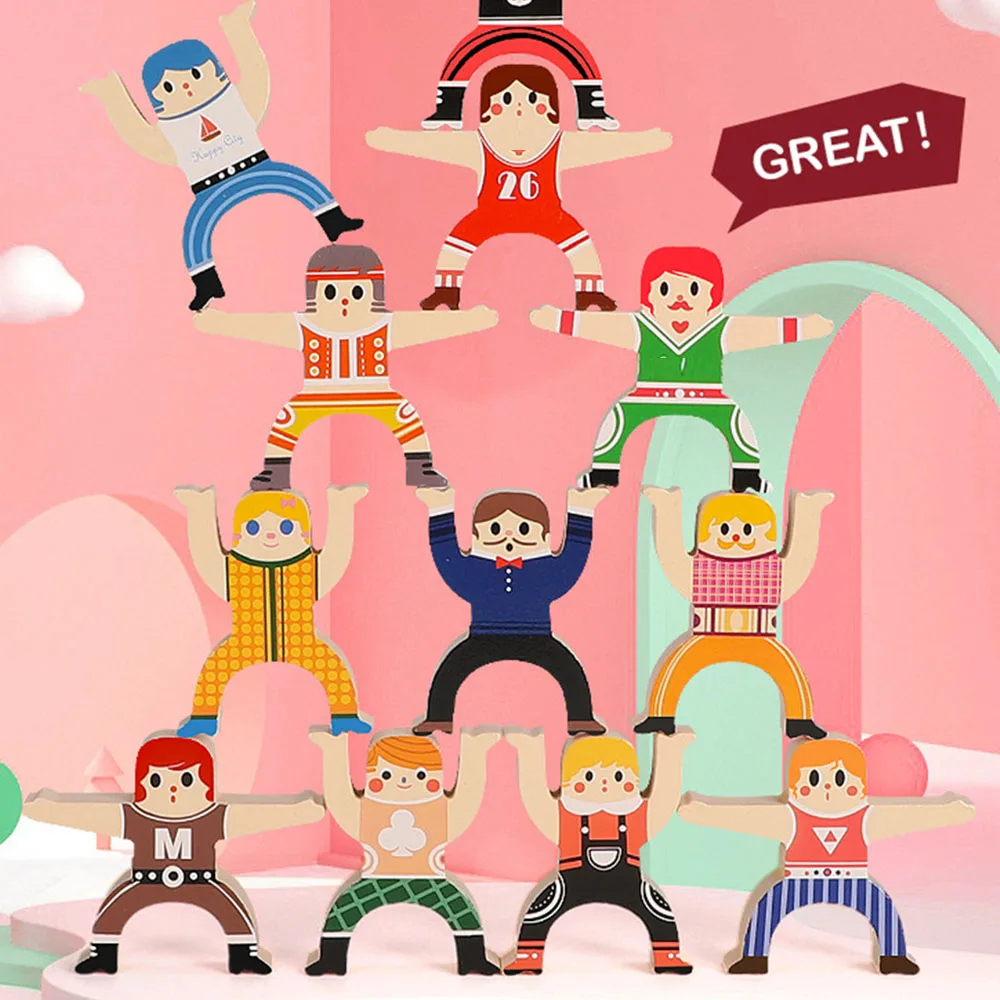 Kids Plastic Toys Board Games Acrobatic Balance Building Blocks DIY Stack Educational Toys for Children Gift