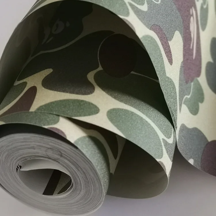 Papel tapiz con diseño de camuflaje japonés para decoración de dormitorio, tapiz de estilo hip hop europeo con pegamento, para tienda de ropa y