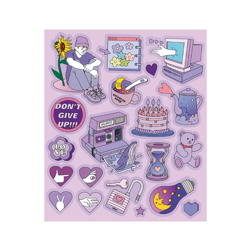 Korean Ins Cartoon Animation Creative Cute Stickers PVC Waterproof Colorful Paster Notebook Album Stationery Decorative Sticker