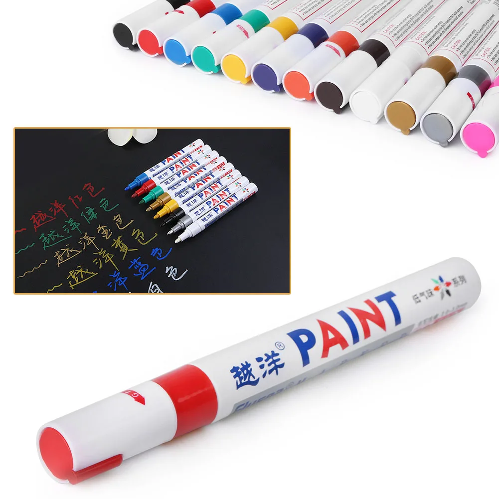 

12 Colors Waterproof Car Tyre Tire Tread Rubber Metal Permanent Paint Marker Pen Stationary Painting Pens