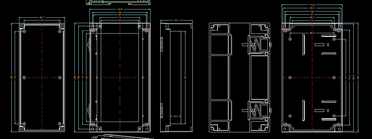 Cajas de plástico industriales con carril Din de 200x110x60mm, carcasa PLC para proyectos electrónicos, caja pequeña de conexiones electrónicas ABS