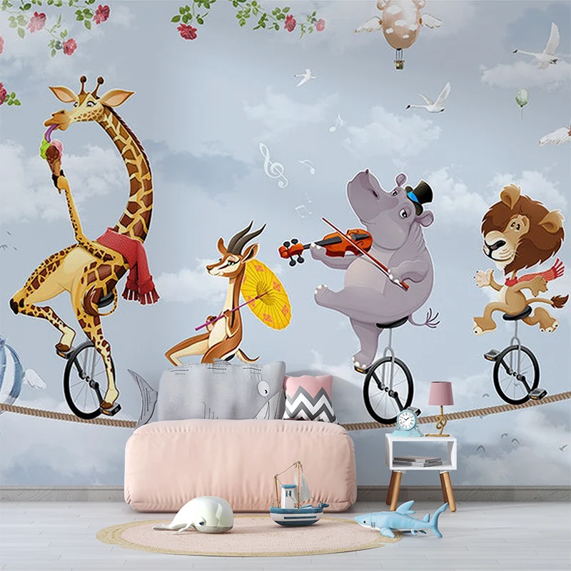 Bacal Custom Photo Wallpaper Mural 3D Cartoon Animal Bedroom Background Wall Decorative Painting Children Wall 3d Home Decor