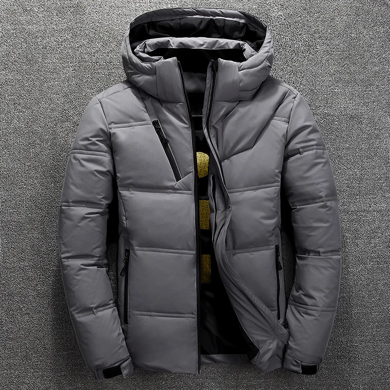 Men\'s White Duck Down Jacket Winter Warm Hooded Thick Puffer Jacket Coats High Quality Overcoat Down Parka Male Jackets Men