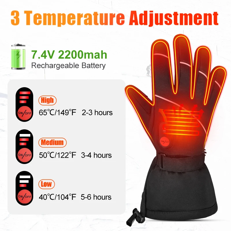 Savior Winter Heated Gloves For Women Snowboard Thremal Gloves for Men Motorcycle Heated mittens Ski Electric heating gloves