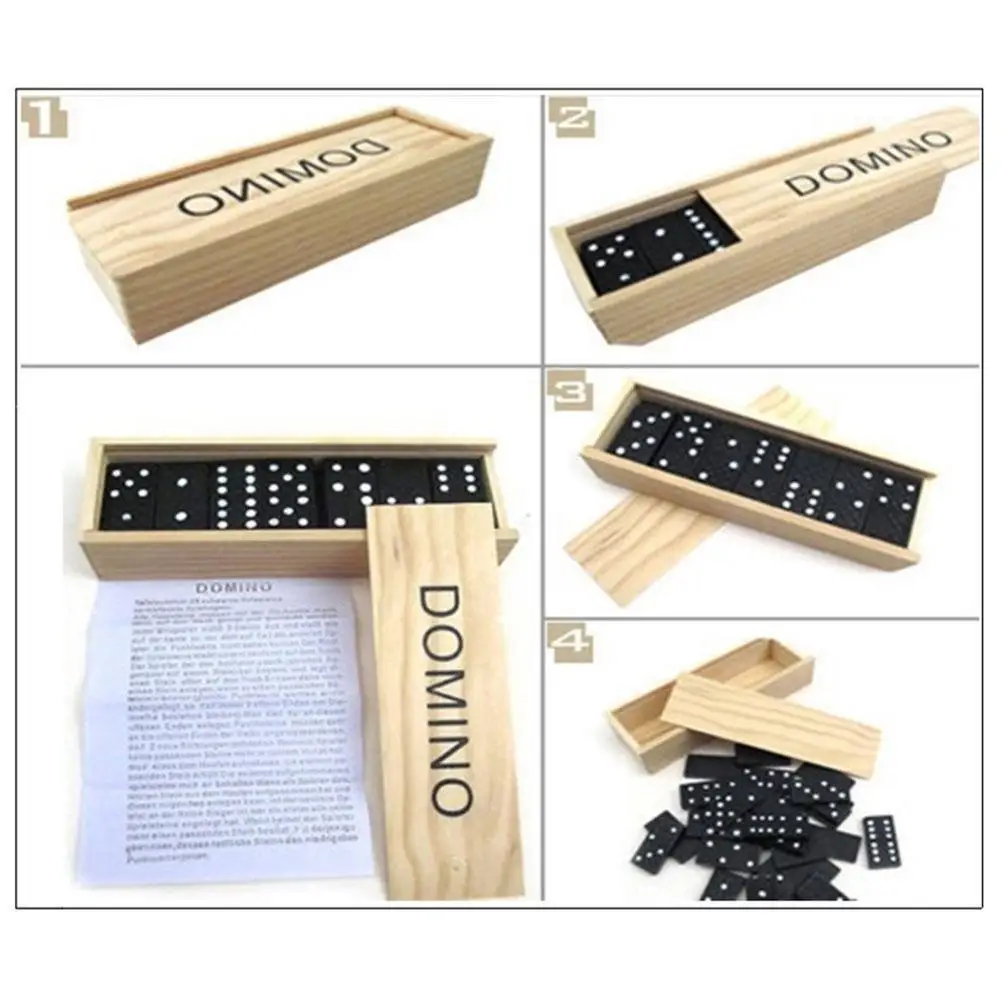 28Pcs/set Wooden Box Black Domino Wooden Board Game Education Child-parent Intelligence Toys Develop Travel Game Early