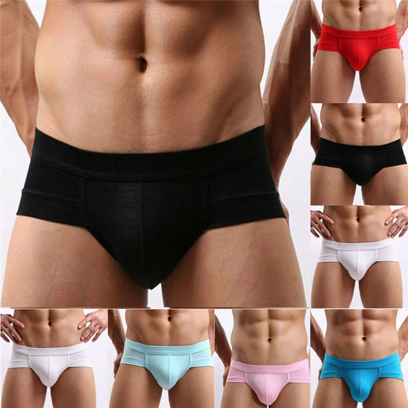 Mens Seamless Low Waist Erotic Short Boxers Pants Underwear Solid Underpant Plus Size