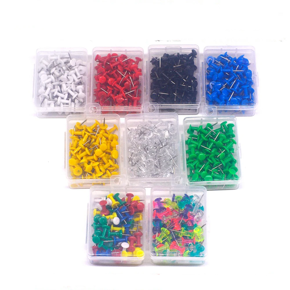 60pcs/box  colorful Plastic push pins office binding Cork Board Safety Colored pin big head needle pins