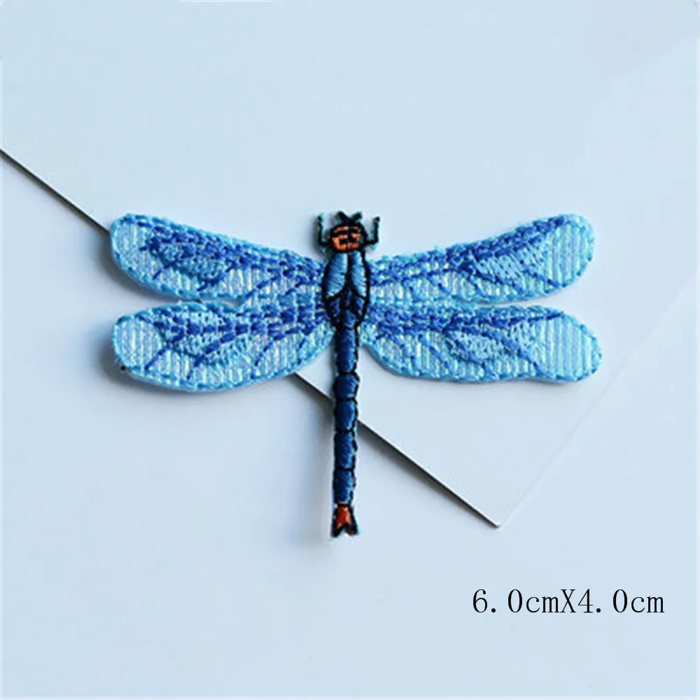 MAXSIN FUN 1 Pc High Quality Embroidery Color Dragonfly Sticker Animal Patches Iron On Clothes Bag Jeans Decoration DIY Applique