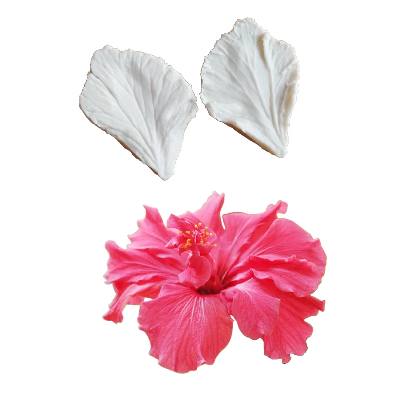 Mini Hibiscus Petal Veiner Silicone Mold Chocolate Fondant Gumpaste Sugar Clay Flower Mould Cake Decorating Tools M2090