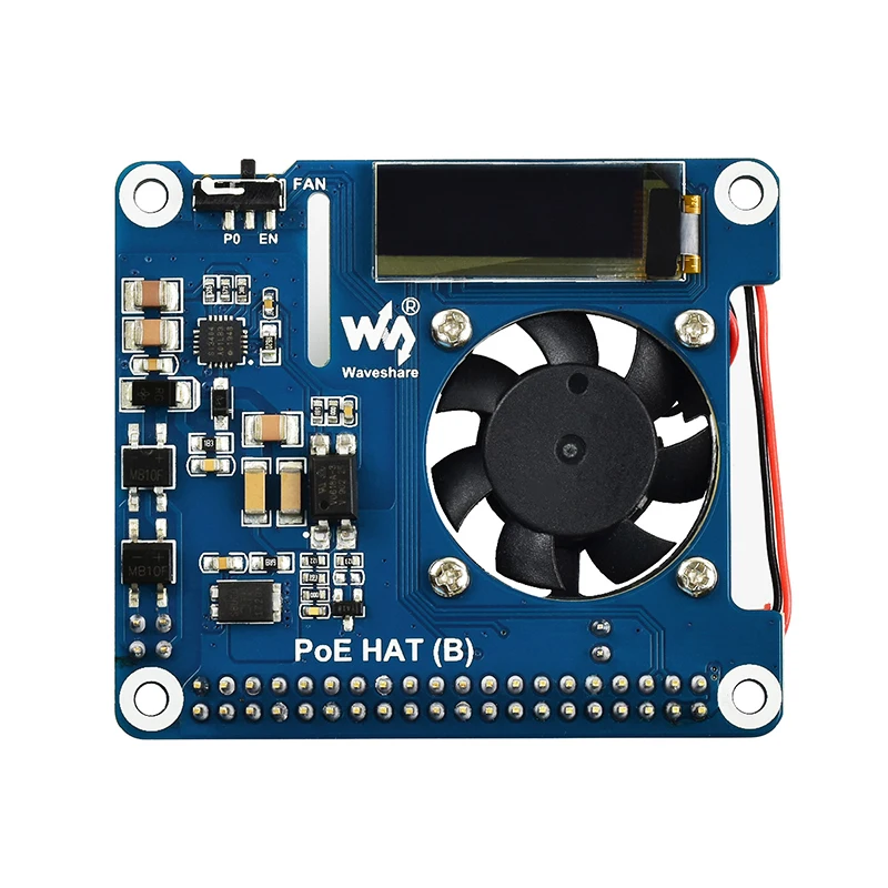 

Raspberry Pi Power Over Ethernet HAT 802.3af PoE Network with OLED Cooling Fan Expansion Board Use for Raspberry Pi 4B 3B+ 3B