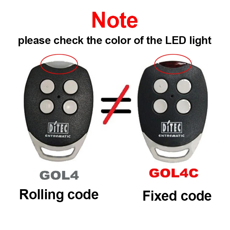 ใช้สำหรับ DITEC GOL4 BIXLG4 BIXLP2 BIXLS2 433.92Mhz Rolling Code โรงรถ Command และ DITEC GOL4C รหัสถาวรประตูควบคุม