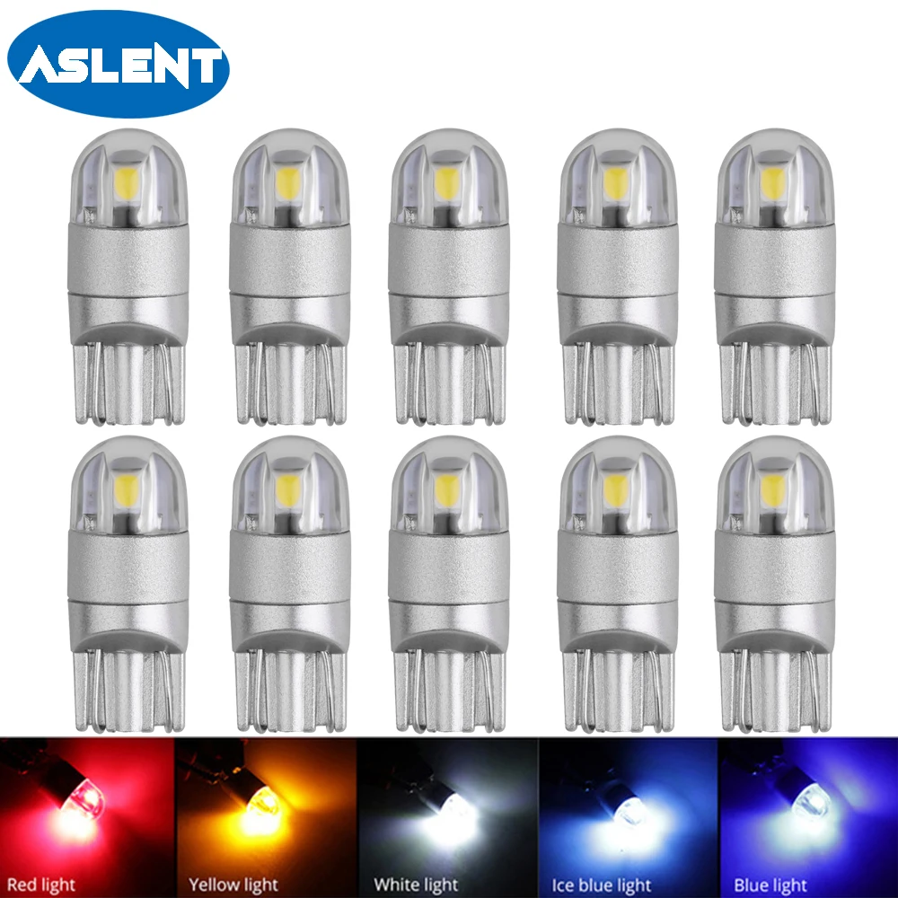 10pcs T10 W5W 194 LED Car Light Bulbs for Auto Lamp Clearance Break Turn Reading License Plate Light Ice blue white red 12V