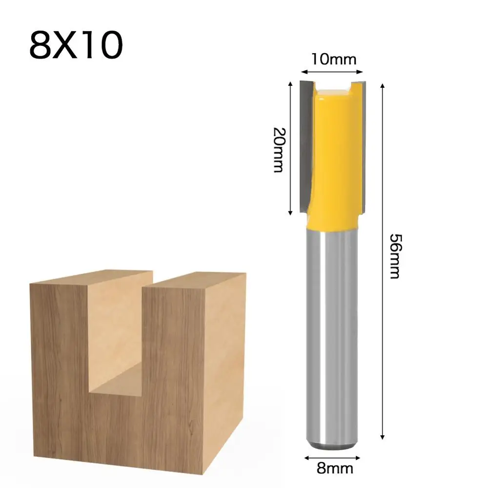 1PC 8mm Shank Straight Woodworking Router Bit Set Wood Cutter 6/10/12/16mm Cutting Diameter Milling Cutter Tool