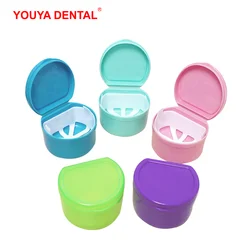 Dental Tooth Denture Box With Net Case Container For Dentures Braces Cleaning Bath Box Organizer  Artificial Teeth Storage Boxes