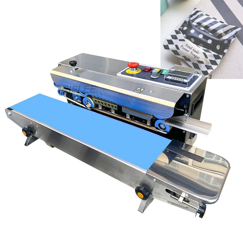 Vertical Continuous Band Sealer Printable Date Film Bag Automatic Heat Sealing Machine