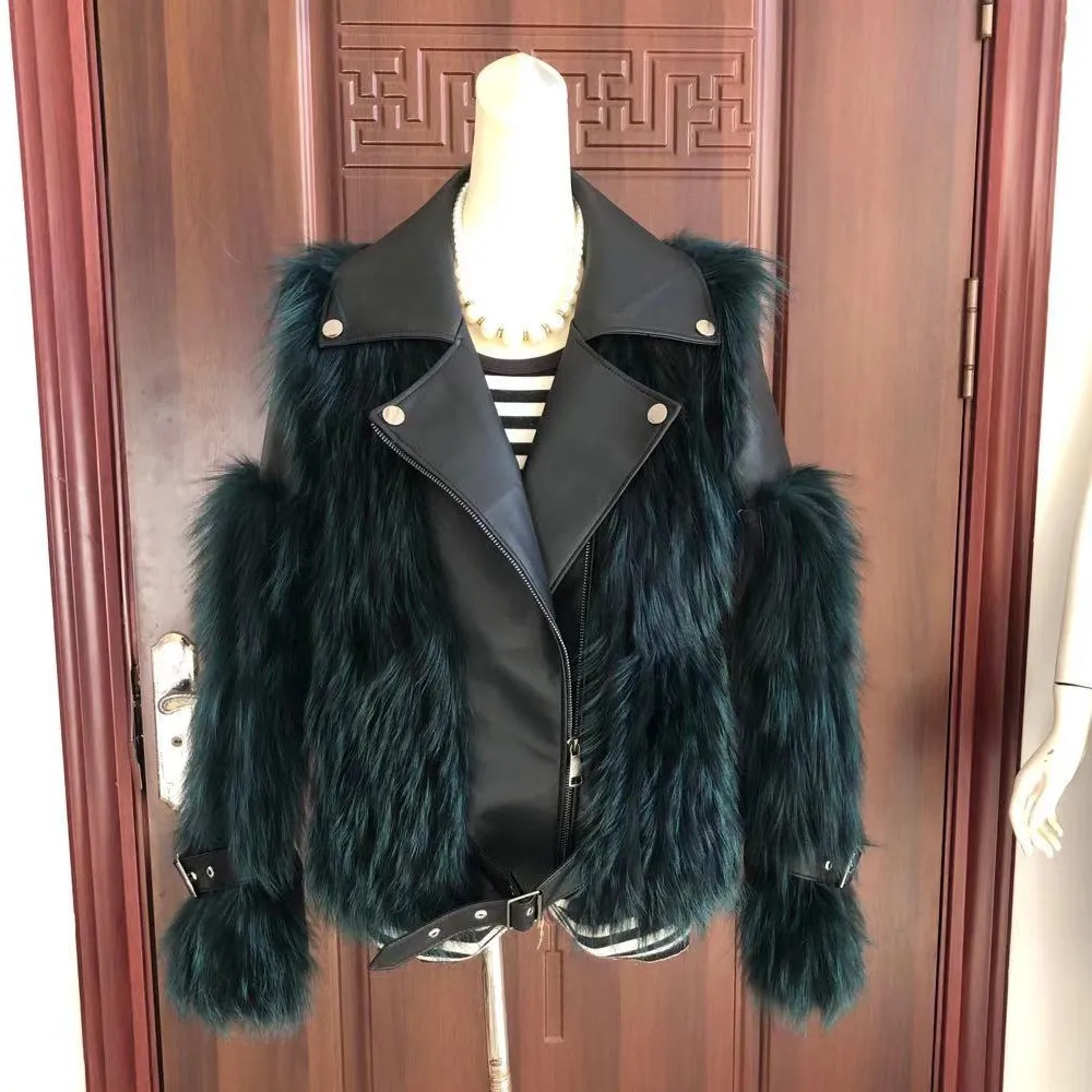 معاطف عصرية من فراء الثعلب الحقيقي معاطف جلدية سترة طبيعية سترة خارجية فاخرة للنساء 2025 شتاء جديد