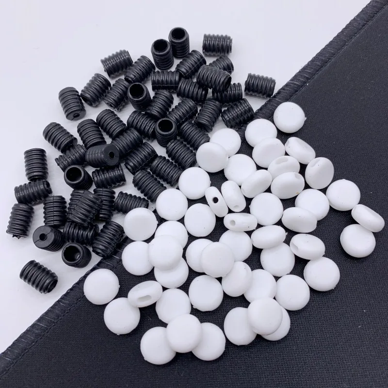 100PCS Adjustable Black White Face Mask Silicone Button Cord Locks Elastic Band Stop Drawstring Accessories DIY Spiral Buttons