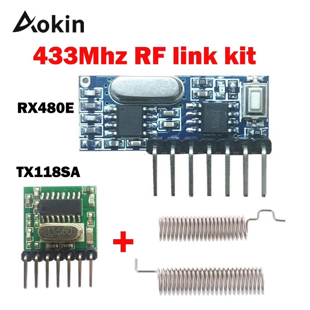 

Aokin RF 433MHZ Wireless Receiver Module RX480E Transmitter Receiver Learning Code Decoding 1527 4 Channel For Arduino Diy Kit