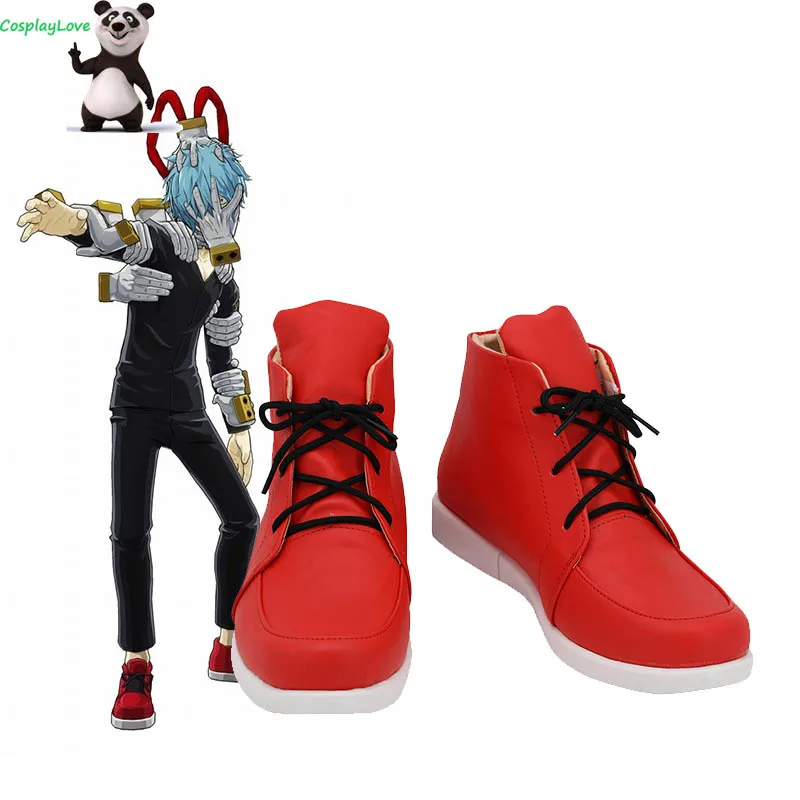 My Hero Academia Boku No Hero Akademia Tomura Shigaraki scarpe Cosplay rosse stivali lunghi pelle CosplayLove su misura