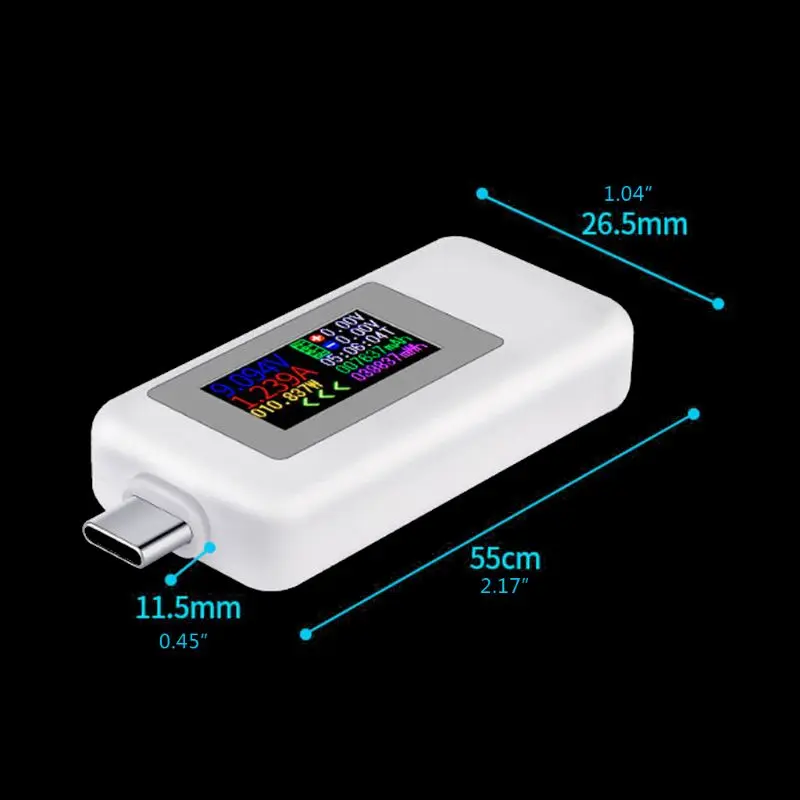 KWS-1902C Type-C الملونة عرض USB تستر الجهد الحالي رصد السلطة متر المحمول بطارية البنك شاحن كاشف A0KF