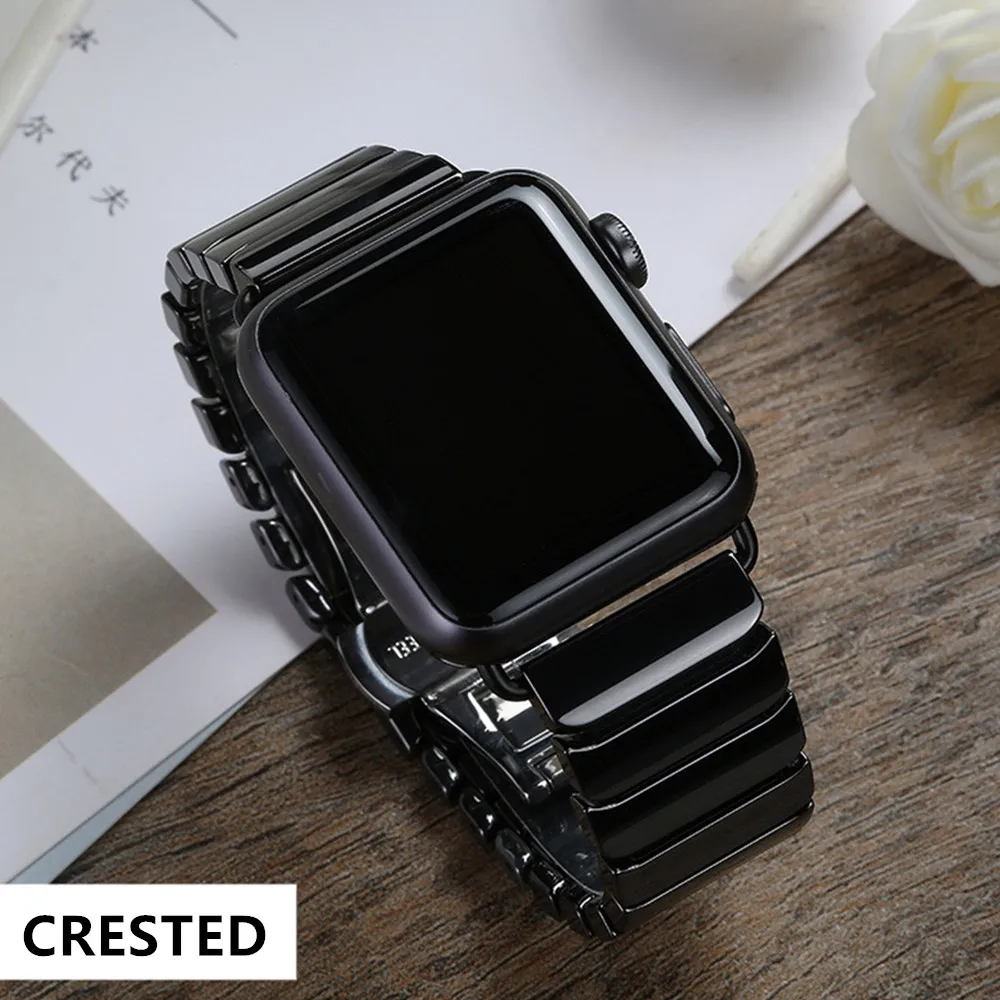 Ceramic Strap for Apple Watch Band 45mm 41mm 44mm 40mm 42mm 38mm Stainless steel bracelet for iwatch series 5 4 3 se 6 7