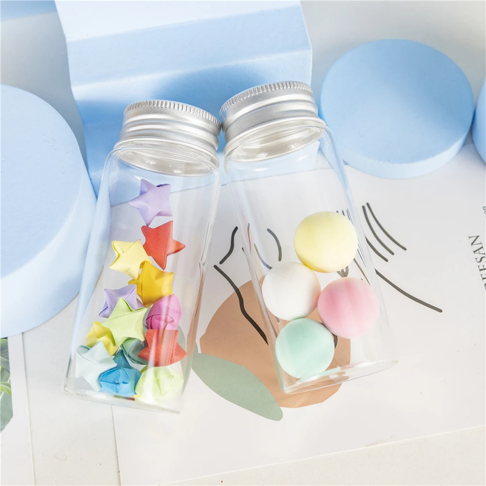 70ml 37x90x25mm Glass Bottle with Screw Cap Storage Bottle Glass Sealed Small Vials Jars Seal Leak Proof Jars 24pcs