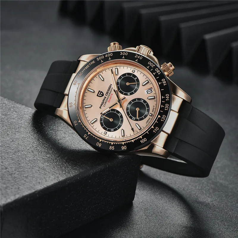 PAGANI DESIGN Top Brand Men Quartz Watch Sapphire Luxury Men Chronograph Rubber Wristwatch Fashion Men Watch relogio masculino