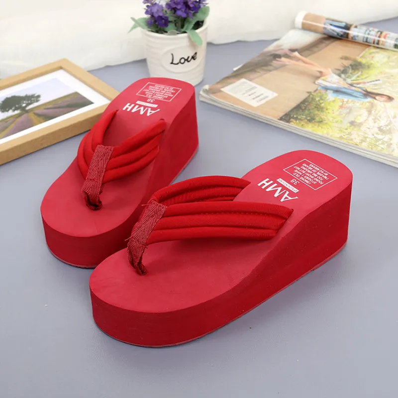 New 2022 Fashion Women Flip Flops Summer Beach Platform Slippers Casual Outside Wedges Sandals Women Shoes Leisure Slippers 6cm