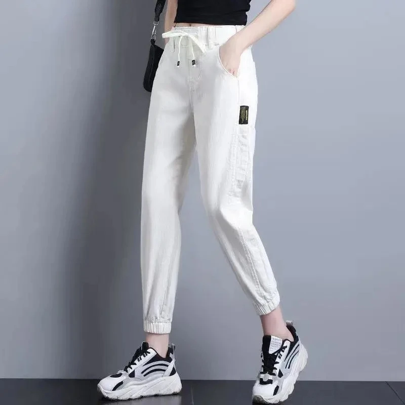 Vita elastica Harem Jeans pantaloni donna pantaloni di Jeans autunnali primavera di grandi dimensioni Jeans elasticizzati Casual pantaloni Vintage alla caviglia 3XL
