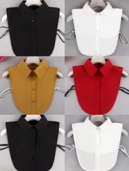 2021 nova marca à moda sólida pura camisa das senhoras vintage coleiras falsas causal destacável colarinho preto branco acessórios de roupas