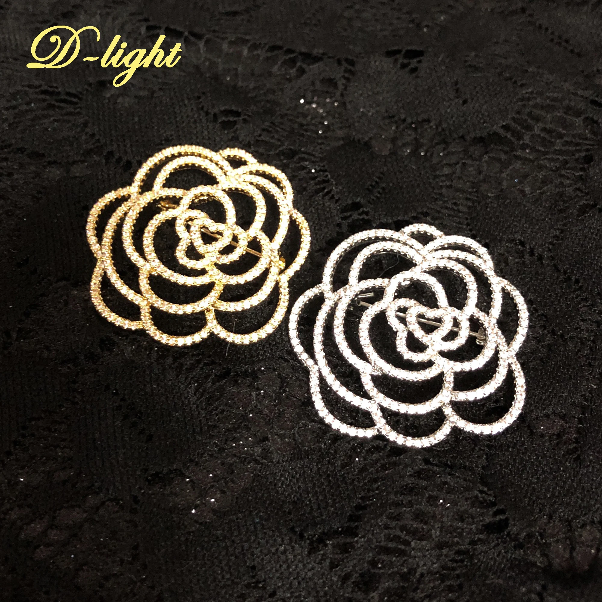 Exquisite Elegant Luxury Zircon Hollow Flower Brooch Suit Dress Pin Women Lapel Collar Sweater Bag Female Gift Daily Accessory