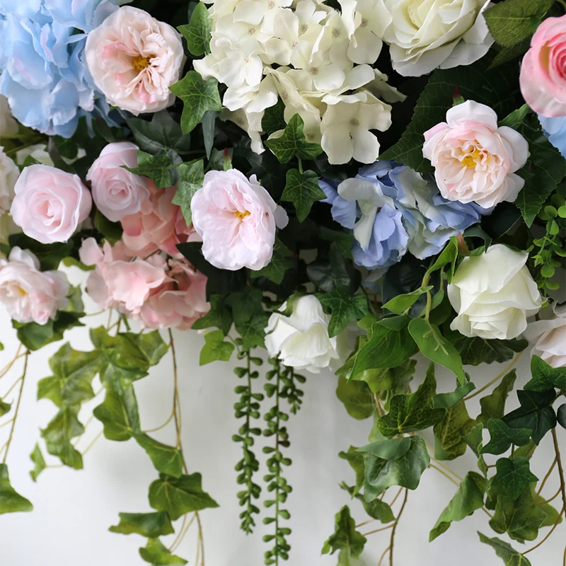 JAROWN guirnalda de flores artificiales para boda, arco colgante rosa y azul, hojas de vid, decoración Floral, decoración de fondo para fiesta de cumpleaños