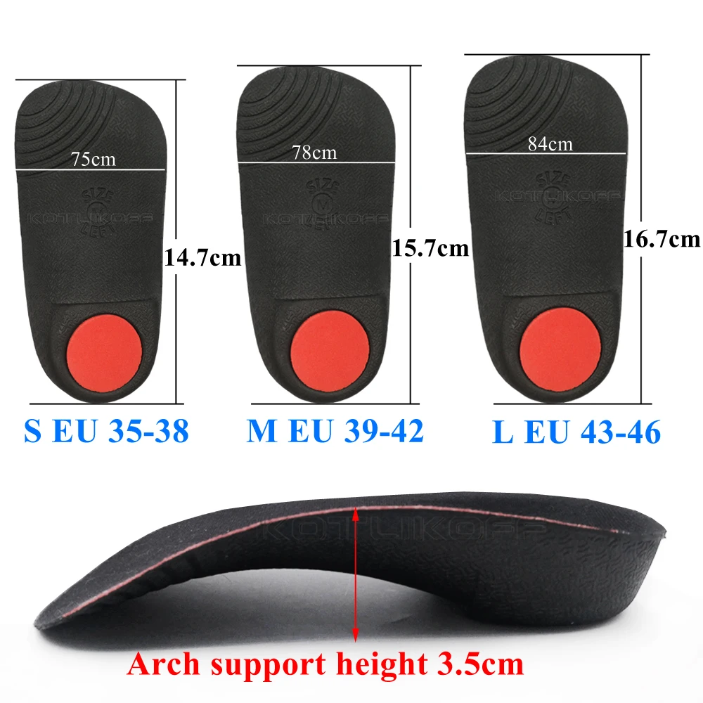KOTLIKOFF Orthotic Shoes Accessories Insoles hard Arch Support 3.5cm Half Shoe Insoles For Shoes Sole Fixed heel Orthopedic Pad