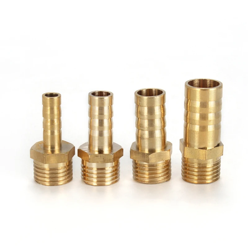 Accesorio de tubería de latón, 4mm, 6mm, 8mm, 10mm, 12mm, cola de lengüeta para manguera, 1/8 ", 1/4", 1/2", 3/8 ", conector macho BSP, adaptador de acoplador de cobre de junta