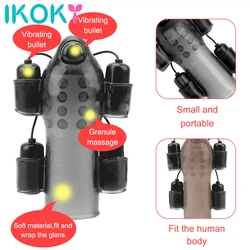 Adult Sex Toy For Men Penis Massager With 2 Caps Male Masturbator Delay Lasting Trainer Sex Products Glans Vibrator For Man