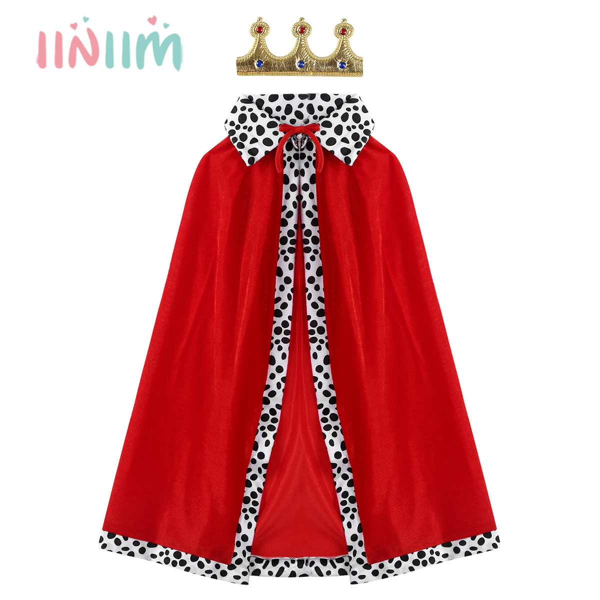 

Kids Halloween Carnival Court King Robe Children Red Velvet Cloak Cape Boys Medieval Prince Cosplay Performance Festive Outfit