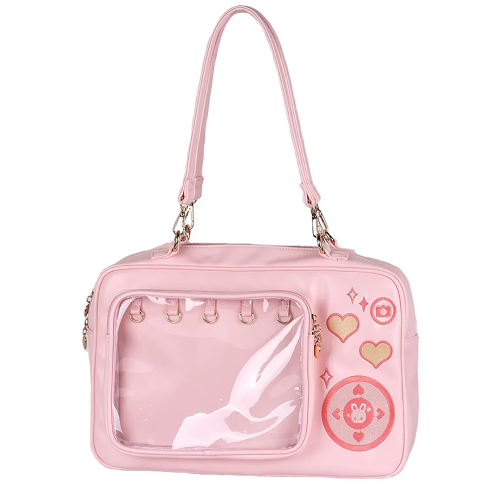 Pink 3Ways Lolita Kawaii Camera Love Heart Transparent JK Shoulder handbag Bag Women Student School Cute Japan