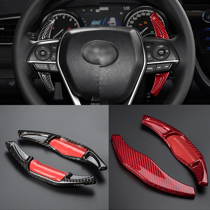 

2pcs For Toyota Camry Corolla Avalon Levin RAV4 2018 2019 2020 Carbon Fiber Car Steering Wheel Paddle Shift Extension Sticker