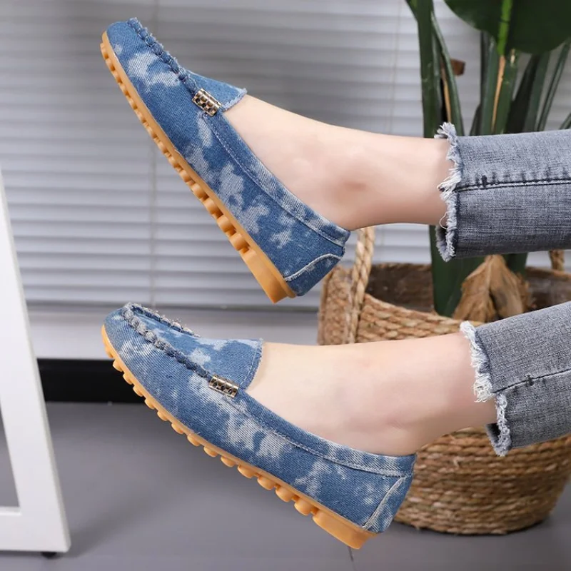 Scarpe basse antiscivolo da donna mocassini piatti autunnali 2021 estate morbida punta tonda traspirante Denim Slip on scarpe da donna Zapatos Mujer