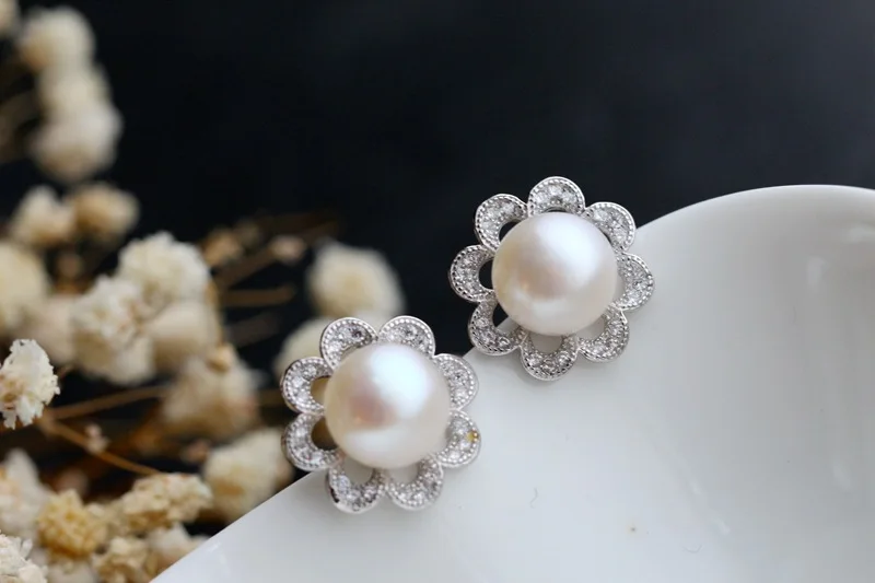 Really 925 Sterling Silver Earrings Handmade Natural Pearl Earrings Factory Direct Free Shipping