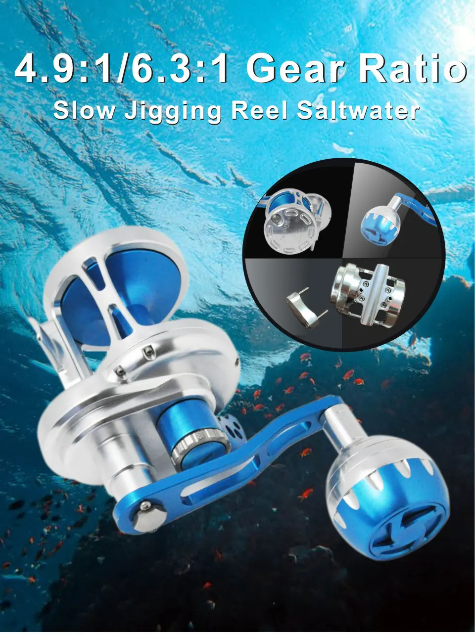 Slow Jigging Reel Saltwater Fishing High Speed 6.3:1 Narrow Spool Sea Fishing Super Light Boat Reel 30kgs Fishing Goods Reel