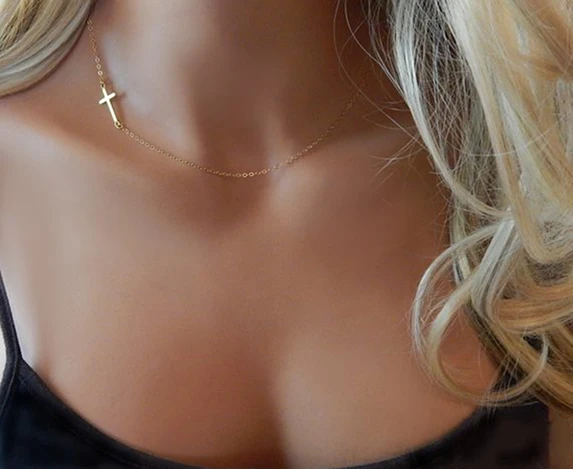Neue Mode Kreuz Anhänger Halskette für Frauen Männer religiösen Schmuck Gold Farbe Halsreif Geschenk Glauben Halskette