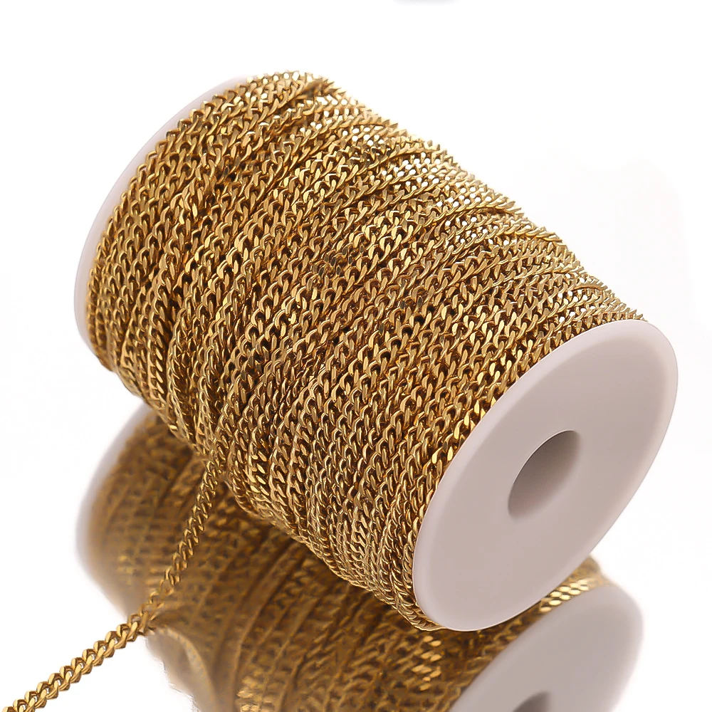 2 Meter Edelstahl-Kubanerketten in Großmengen für DIY-Schmuckherstellung, Hip-Hop-Halsketten, Armbänder, Bastelarbeiten, Körperketten – Detail 6