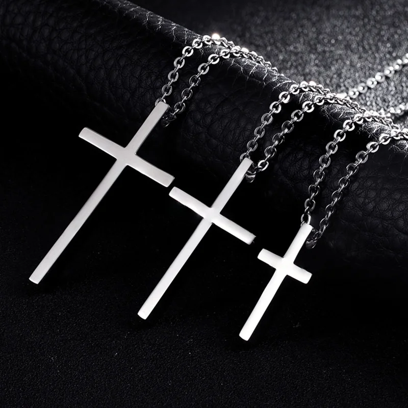 Titan Stahl Kreuz Anhänger Halsketten für Männer Frauen Silber Farb kette Christian Gebet Halskette minimalist ischen Schmuck Geschenk