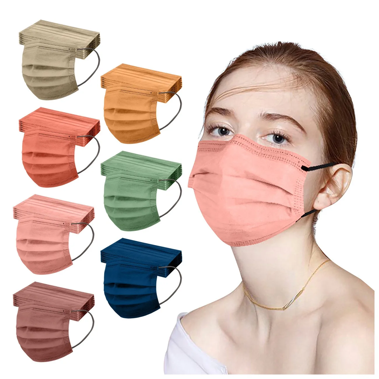 10PCS Adult Solid Color Mouth Masks Printing 3 Layer Melt Blown Cloth Face Mask Disposable Mouth Mask Earloop Face Masks