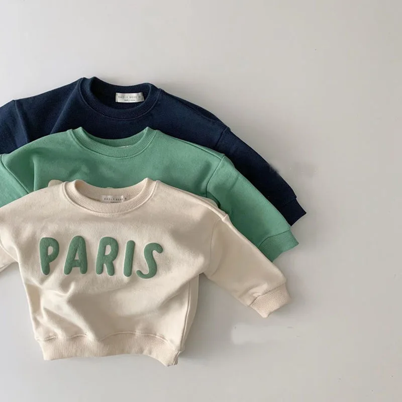 Spring Autumn Long Sleeve Children Sweatshirt Letter Print Baby Boy Sweatshirt Cotton Toddler Kid Casual Hoodie For Girls Tops