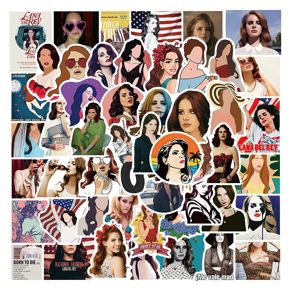 10/30/50PCS Singer Lana Del Rey Waterproof Graffiti Decals Water Bottle Phone Aesthetic Stickers DIY Waterproof Sticker for Kid