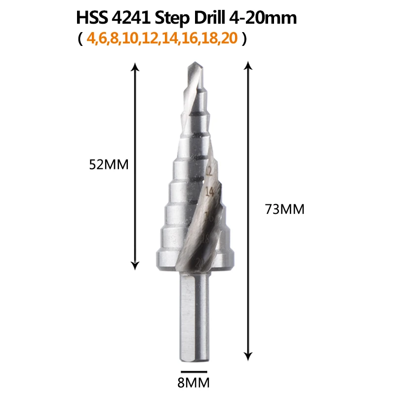 Dreanique Step Drill Bit and Dill Bit Set  4-12 4-20 4-32 HSS 4241 Drilling Power Tools for Metal Wood Hole Cutter Cone Drill